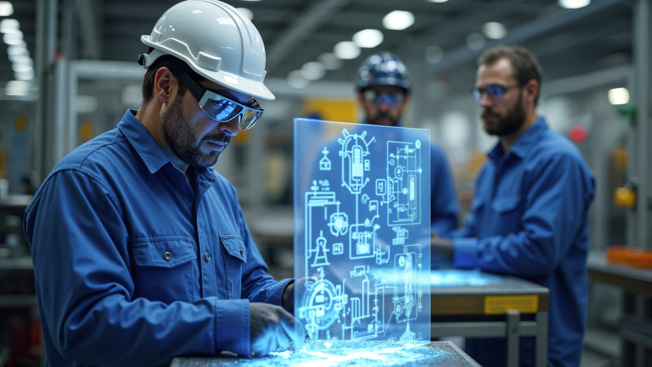 Engineer assembling IoT device