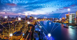 Smart city at night